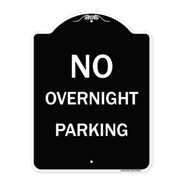Signmission No Overnight Parking Heavy-Gauge Aluminum Architectural Sign, 24" x 18", BW-1824-23832 A-DES-BW-1824-23832 - main